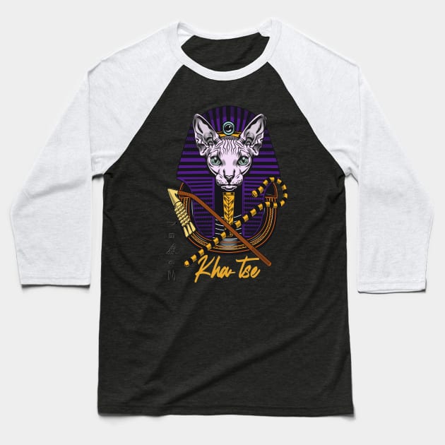 Sphinx Cat Pharaoh Baseball T-Shirt by Miozoto_Design